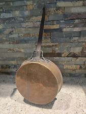 Antique Rustic Vintage Decor  Copper Pan, Hand Forged Iron Handle.  picture