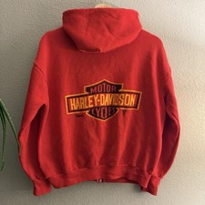 Vintage 1970s Red Harley Davidson Zip Up Jacket Mens Medium picture