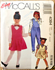 McCalls 4384 Children Girls Blouse Jumper & Overalls Sz. 4 5 6 Easy (Year 1986) picture