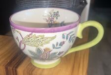 Dutch Wax Mug Coffee Cup Hand Painted Ceramic Floral Flower Mint picture