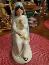 VTG Madonna Ceramic Figurine Virgin Mary With Yellow Bird picture