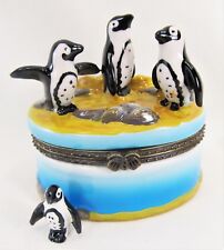 African Penguins in the Surf Ceramic Trinket Box sea life decor picture