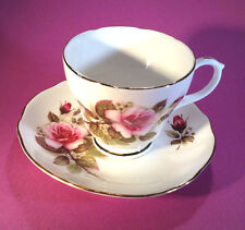 Duchess Teacup And Saucer - Deep Pink Roses - Gold Rims - Bone China England  picture