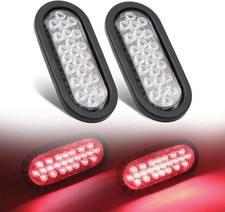 6 Inch Oval Clear Lens Red 24 LED Stop Brake Signal Lights Clearance Lamp Univer picture