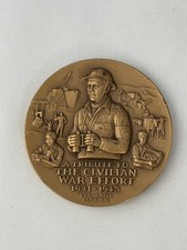 WWII 1941-1945 Civilian War Effort Bronze Medal Medallion w/ Booklet Edward Grov picture
