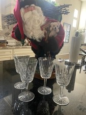 Estate Set/4 Waterford Crystal LISMORE ~  Wine Goblets Glasses ~ Signed picture