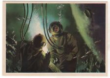 1974 Man & Ocean DIVERS Underwater Welding under water. OLD Russian Postcard picture