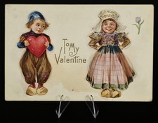 Antique Valentine Postcard Dutch Boy Girl Heart Nash Series Phelps NY Posted picture