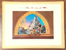 1950s TWA Trans World Airlines Switzerland Hard Board Window Ad Poster 22
