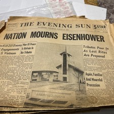 1969 MARCH 29 and more THE BALTIMORE SUN - DWIGHT D. EISENHOWER DIED See below.. picture