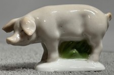 Antique Porcelain Pig Figurine White 1930s-1940s Crown Mark Germany picture
