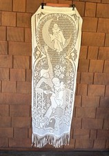 VTG Rare French Pierrot, Lace Wall Curtain of classic Pantomime characters L@@K picture
