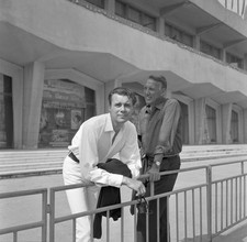 English actor Dirk Bogarde outside Movie Palace Joseph Losey Lido - Old Photo picture