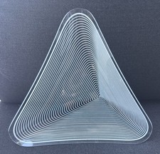 Vintage MCM Triangle Dish Lausitzer Glas Kristal Germany OP Art Glass 8
