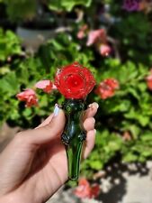 Red Spring Garden Flowers Hand Glass Pipe Rosy Beautiful Peach Lollipop Girly picture