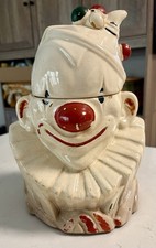 McCoy Pottery Clown Head VTG 1940s Ceramic Cookie Jar w/Original Cold Paint picture