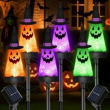6 Pack Solar Halloween Ghost Pathway Lights Outdoor Waterproof Yard Garden Decor picture