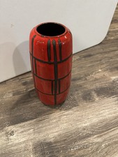 Gerz West Germany Red Black Pottery Vase Vintage 1970s picture