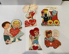 vintage die-cut valentines card 1950s, 60s - 5 cards picture