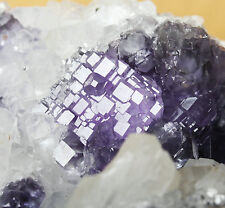 Museum Quality-Extreme transparent Trapezoidal Purple Phantom Fluorite & Calcite picture