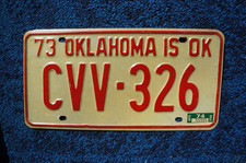 1973 1974 OKLAHOMA License Plate - Nice Quality picture