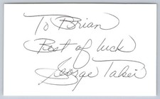 George Takei Autograph Signed Card Personalized To Brian Star Trek Actor picture