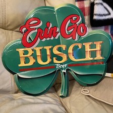 Vintage 1990 Erin Go Bragh Busch Beer Metal Sign St Pattys Day Ireland Forever picture
