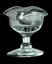 Six-Crimped Hand Blown Glass Pedestal Open Salt Cellar - Circa 1920 (2