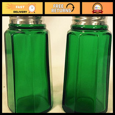 Paneled Pattern Salt & Pepper Shaker Set - American Made Mosser Glass - Hunter G picture