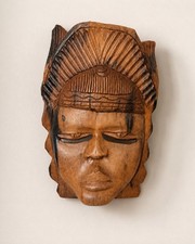 Heavy 7.4 lb Hand Carved Solid Wood Tribal Style Face Mask Wall Art 16x11 picture