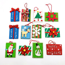 Vintage Polymer Clay Christmas Ornaments Santa Snowman Reindeer Tree Lot Of 12 picture