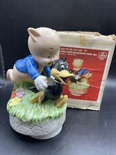 VTG 1976 Warner Bros Price Porky Pig & Daffy Duck Porcelain Revolving Music Box picture
