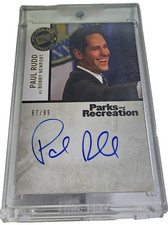 PAUL RUDD 2013 PRESS PASS AUTOGRAPH PARKS & RECREATION GOLD 67/99 picture