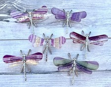 Wholesale 6 PCs Natural Fluorite Butterfly W/metal Stand Crystals Energy Healing picture