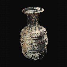 RARE ITEMS An Ancient Sidonian Cylindrical Glass Bottle, Plants Type picture