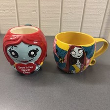 Disney Nightmare Before Christmas Jack Skellington & Sally Coffee Tea Mug x2 EUC picture