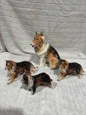 Vintage Japan Nippon Yoko Boeki ceramic Lassie Collie dog family lot of 4 picture