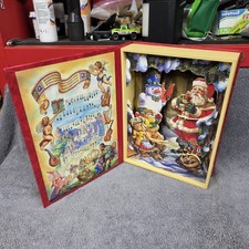World Bazaar Merry CHRISTMAS JOY  1997  Music & Motion Faux Holiday Book ~ Red picture