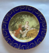 Prussia Figural 7 3/4” Wall Plate - Stamped R&S Cobalt Blue / Gold trim picture
