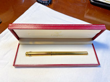 Cartier Must de Cartier Gold Tone Ballpoint Pen Gold Trim Blue Ink w/ Box picture