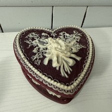VTG Genuine Incolay Stone Flower Heart Shape Jewelry Music Box “Wish Upon A Star picture