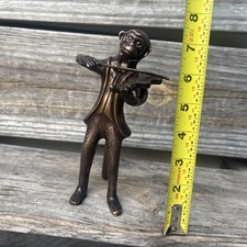 Monkey Playing Saxophone Band Figurine Tall Heavy Bronze Finish Vintage RARE 🔥 picture