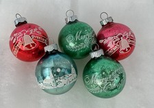 Shiny Brite 1.5” Stenciled Church Bells Christmas Ornaments Lot 5 USA Vintage picture