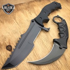 2 PC BLACK TACTICAL COUNTER-STRIKE CSGO HUNTSMAN KNIFE Hunting CS:GO + KARAMBIT picture