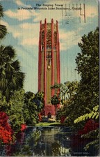 Singing Tower Peaceful Mountain Lake Sanctuary 1953 FL Vintage Postcard TP11-4 picture