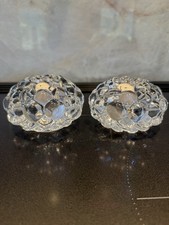 SET OF ORREFORS RASBERRY VOTIVE CANDLE HOLDER MADE IN SWEDEN CLEAR CRYSTAL GLASS picture