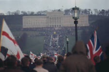 Unionist Marchers Carrying Union Flags And Ulster Banners 1972 OLD PHOTO picture