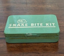 Vintage 1940's  MSCO SAUNDERS Snake Bite Kit Tin Complete Medic Gear picture