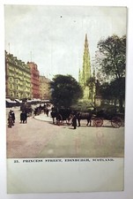 View of People & Horse Carriage At Princess Street, Edinburgh, Scotland Postcard picture