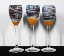 MASLACH SET OF 3 VOLCANO HAND BLOWN WINE GLASSES  9